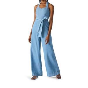 NEW STEVE MADDEN artie denim jumpsuit in bijou blue